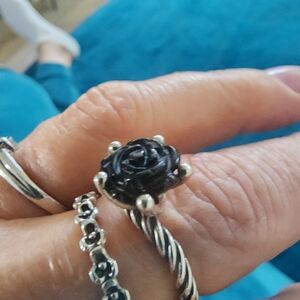 Pandora Onix Rose ring sterling silver